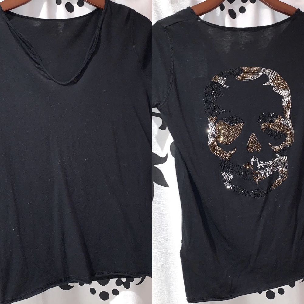Zadig & Voltaire Tunisien Black Camo Skull T-shirt